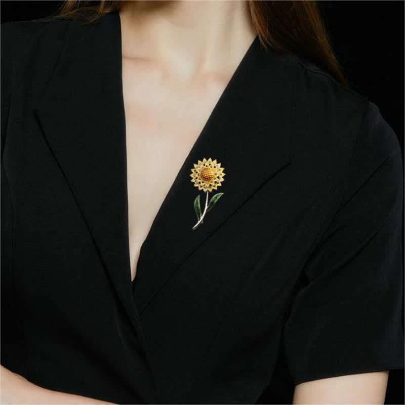 Women's Gold Sunflower Brooch