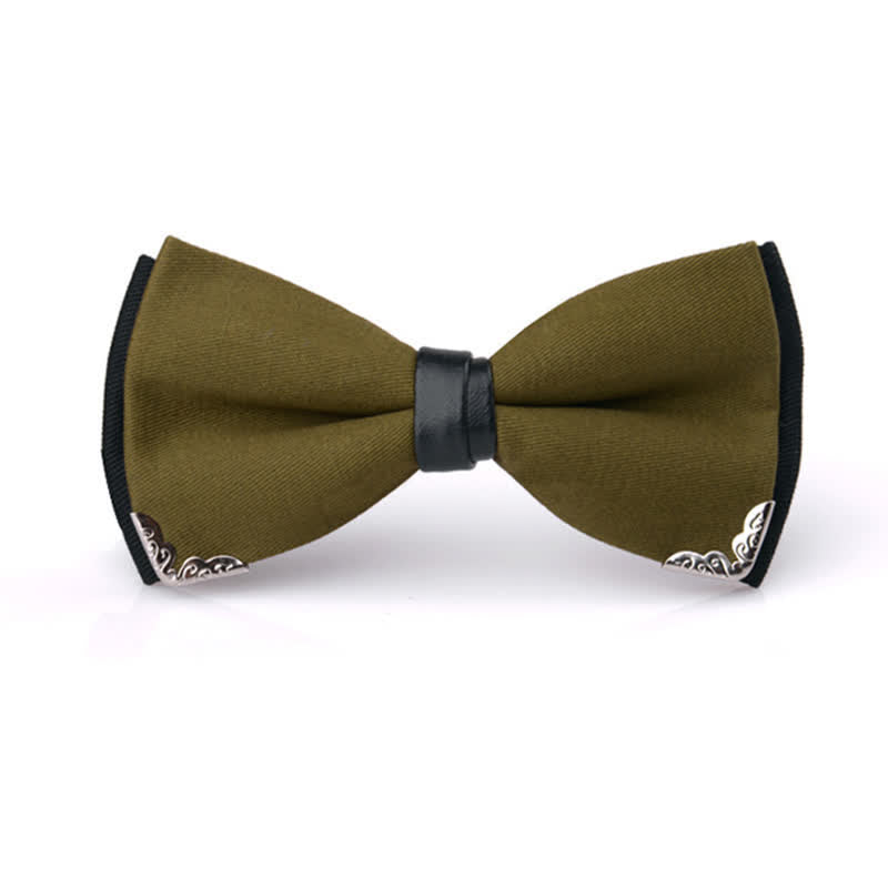 Men's Classy Metal Trim Gold Bow Tie