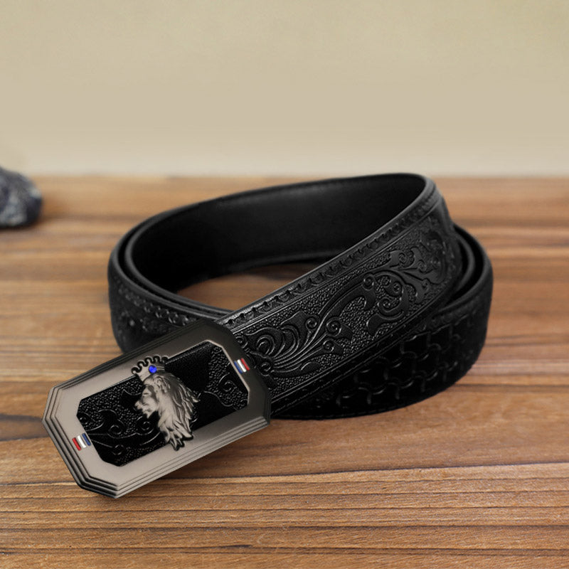 Men's DIY Lion King Automatic Buckle Leather Belt