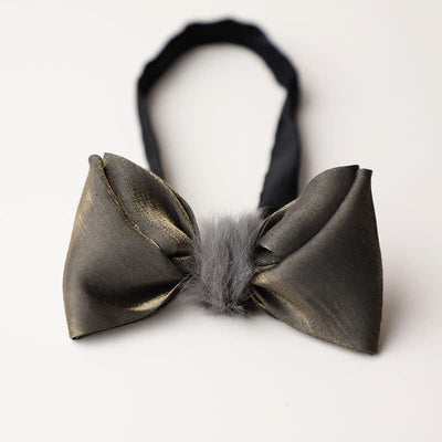 Men's Vintage Gray Soft Plush Decor Bow Tie