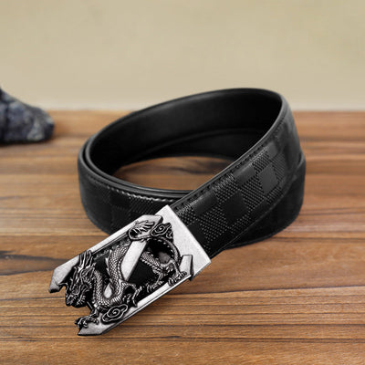 Men's DIY Letter Z Dragon Automatic Buckle Leather Belt