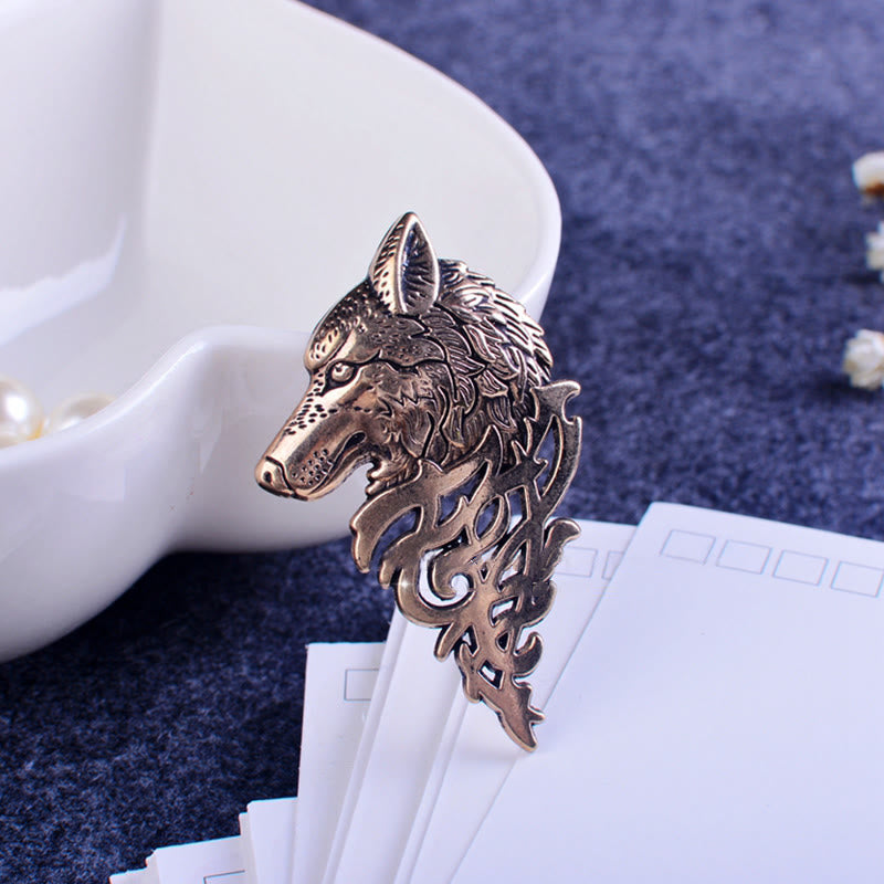 Men's Glamorous Hollow Wolf Head Brooch