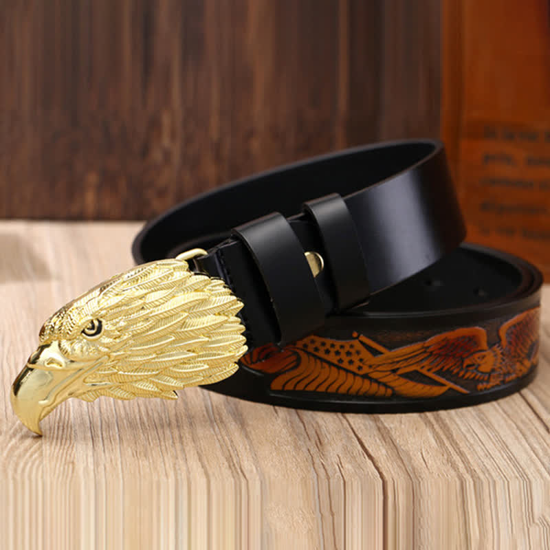 Men's Sharp Eyes 3D Vulture Head Eagle Buckle Leather Belt