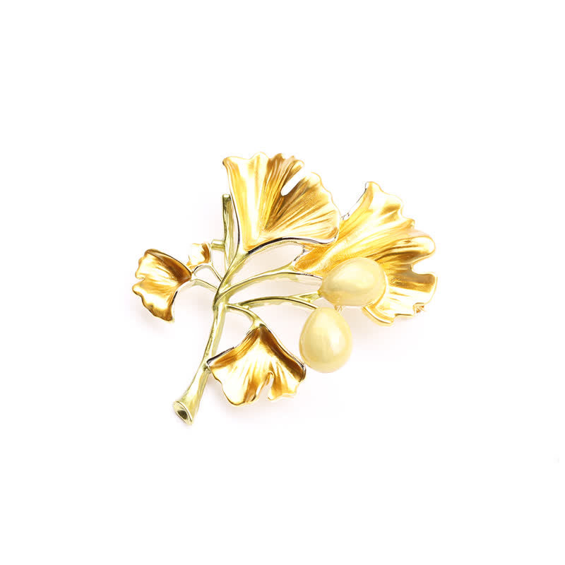 Women's Elegance Yellow Ginkgo Leaf Brooch