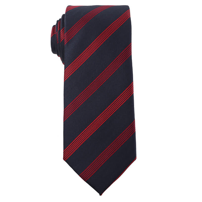 Men's Energetic Red Black Series Striped Necktie