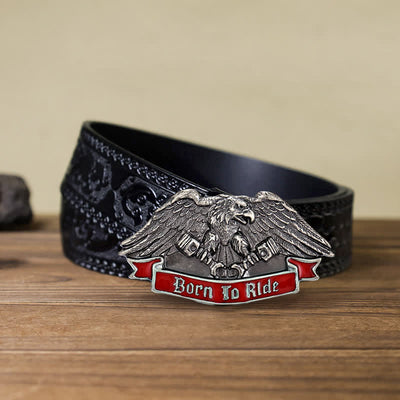 Men's DIY Born To Ride Eagle Buckle Leather Belt