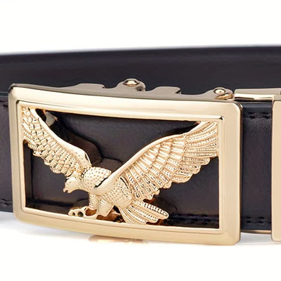 Men's Hollow Flying Hawk Eagle Decor Leather Belt