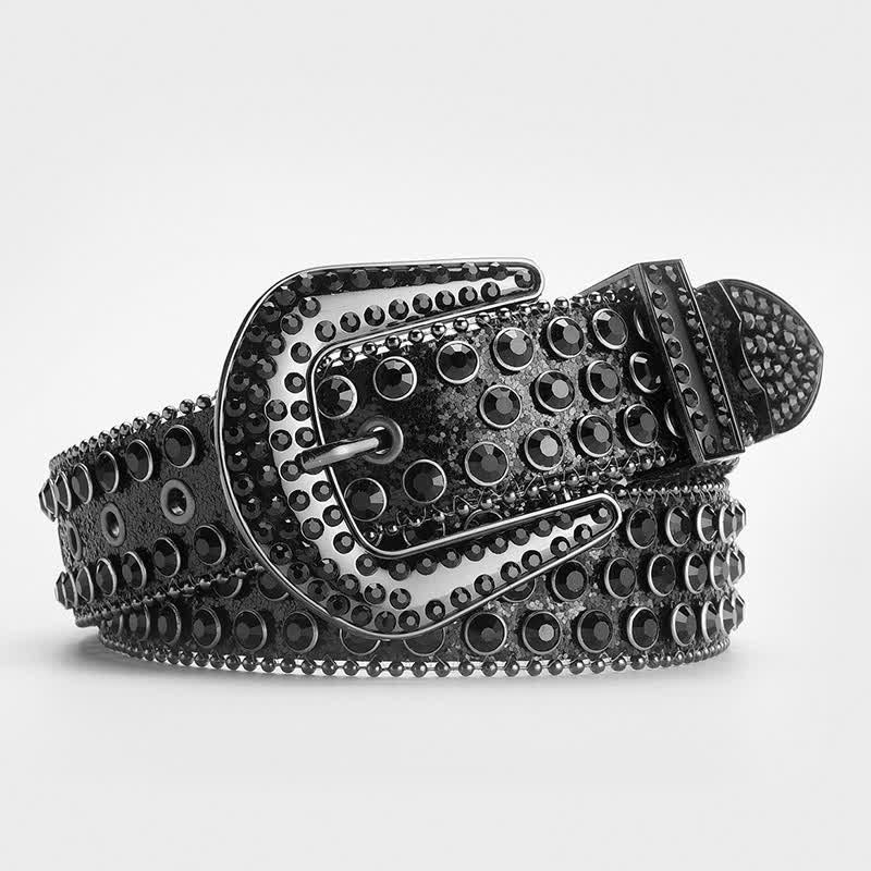 Shinning Rhinestone Crystal Studded Leather Belt