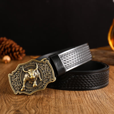 Men's Yak Matador Style Bull Buckle Leather Belt