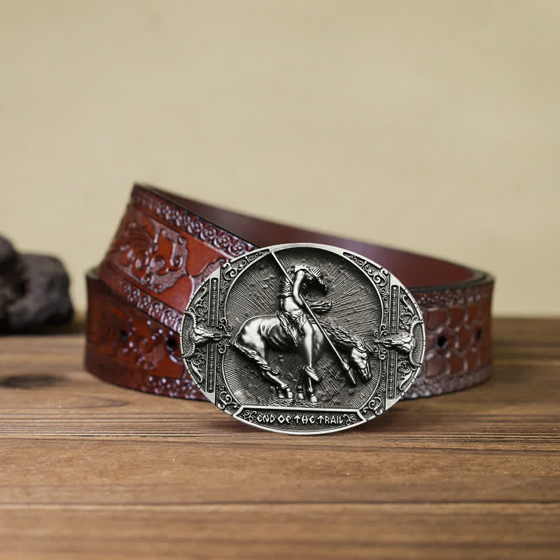 Men's DIY Rodeo Knight With Spear Buckle Leather Belt