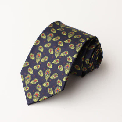 Men's Floral Animal Garden Scene Pattern Necktie