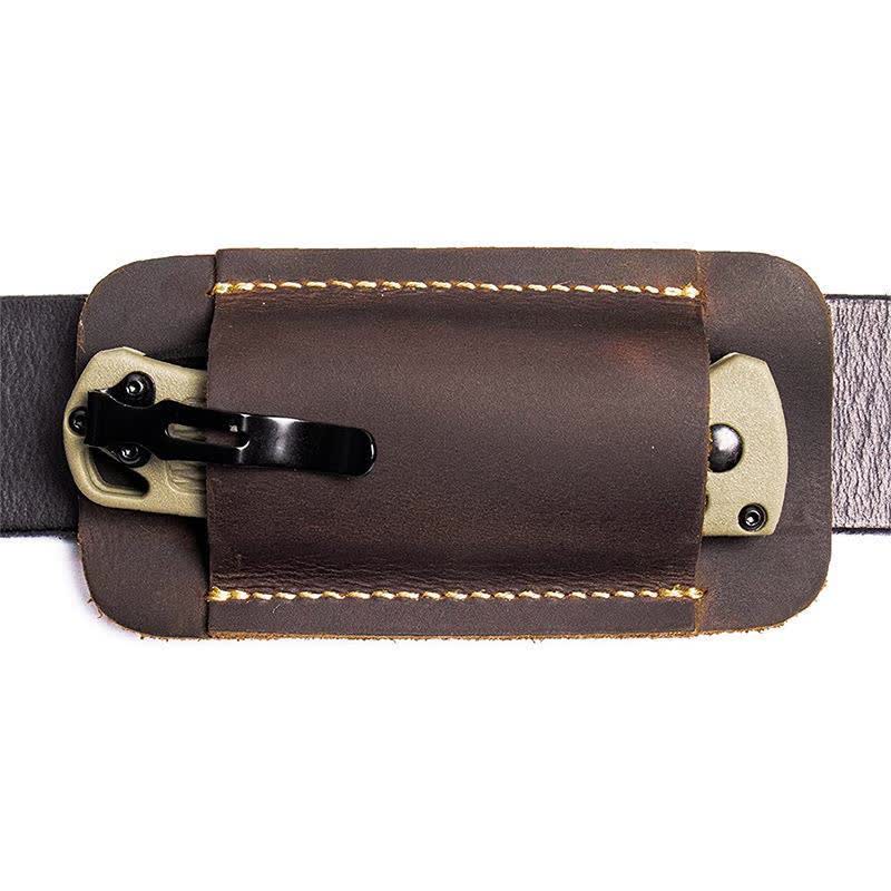 Horizontal Carry Leather Sheath Open Bottom Belt Bag
