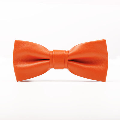 Men's Solid Color Leather Bow Tie