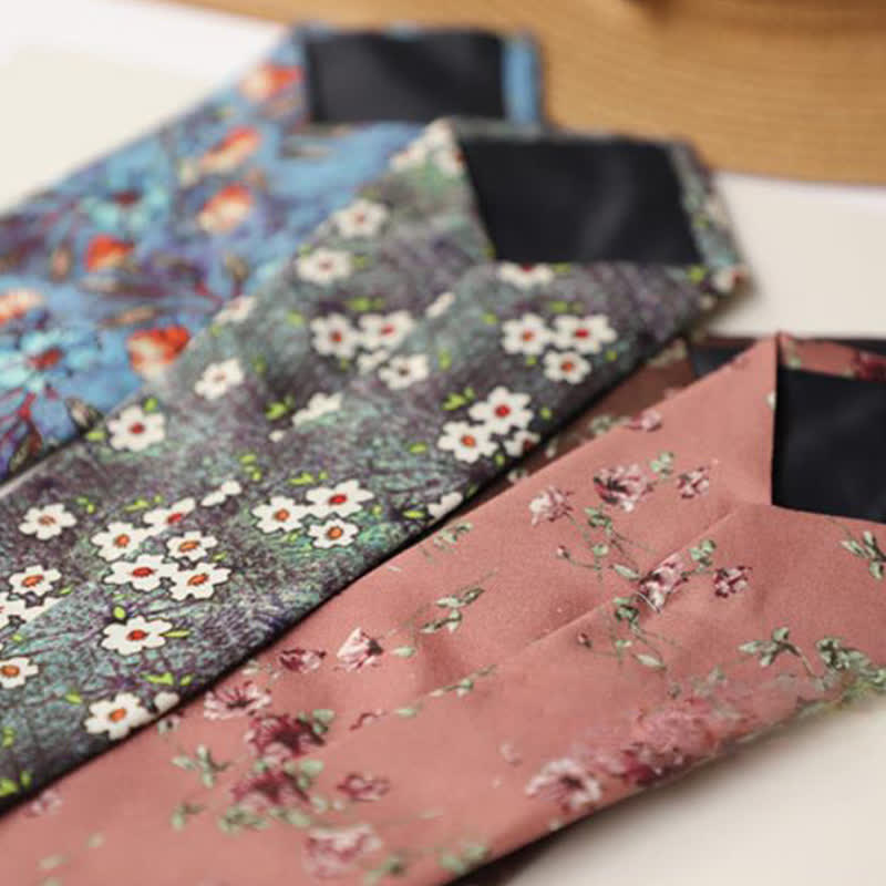 2Pcs Men's Romantic Muted Floral Necktie Set