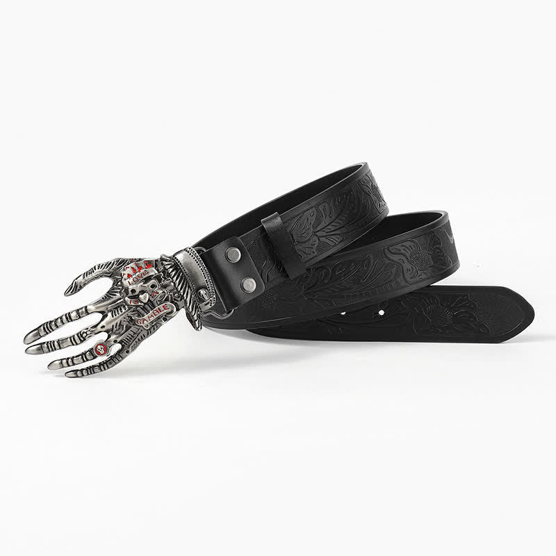 Men's Funky Skull Ghost Hand Bone Leather Belt