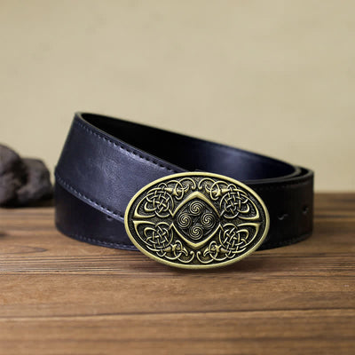 Men's DIY Viking Celtic Knot Buckle Leather Belt