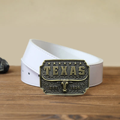 Men's DIY Cowboy Texas Buckle Leather Belt