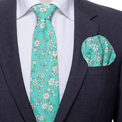 2Pcs Men's Daisy Rose Floral Necktie Set