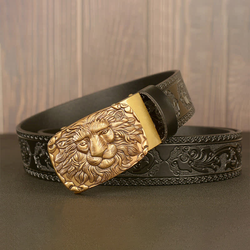 Men's Honor Male Lion Head Leather Belt