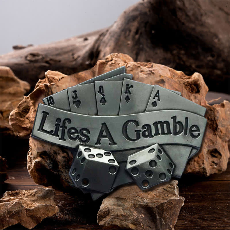 Men's DIY Life's A Gamble Poker Buckle Leather Belt