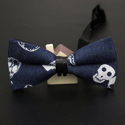 Men's Classic Skull Denim Cotton Wedding Fashion Bow Tie