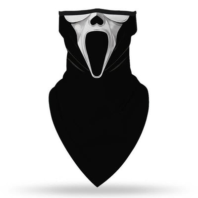 Black Gothic Skull Face Printed Cycling Ear Loops Bandana