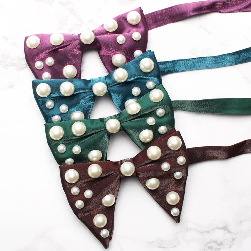 Pearls Bright Oversized Pointed Bow Tie