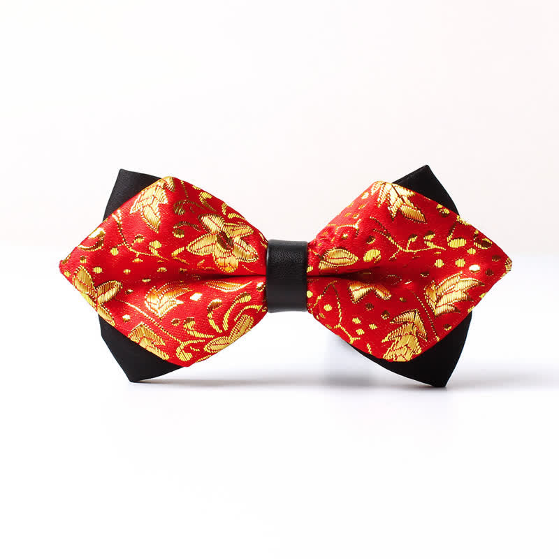 Men's Gold Hue Paisley Pointed Bow Tie