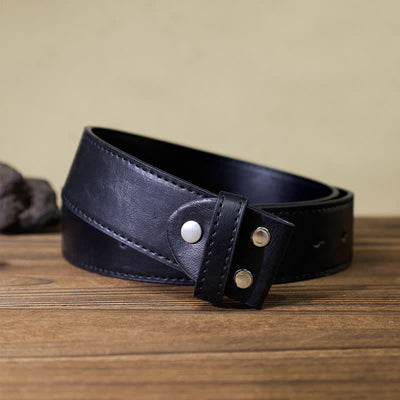 Men's DIY Arrowhead Shaped Bull Buckle Leather Belt