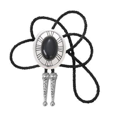 Oval Natural Agate Stone Medallion Bolo Tie