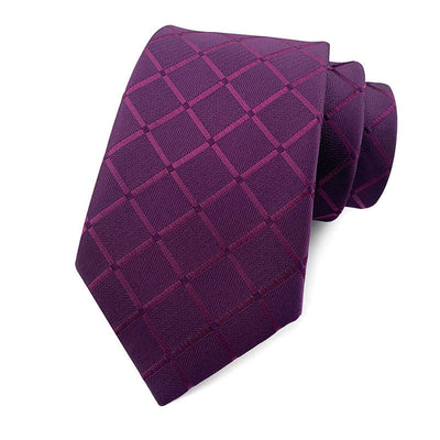 Men's Skinny Tuxedo Suit Plaid Necktie