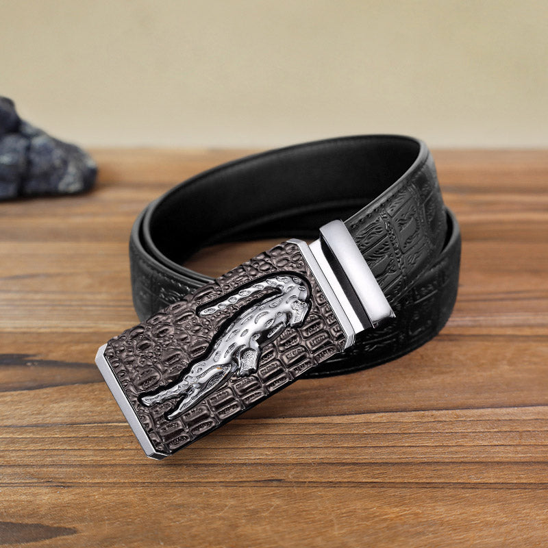 Men's DIY Crocodile Square Automatic Buckle Leather Belt