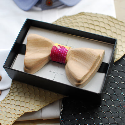 Men's Ice-sharp Layered Wooden Bow Tie