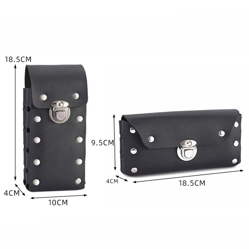 Rivet Decor Button Universal Phone Leather Belt Bag