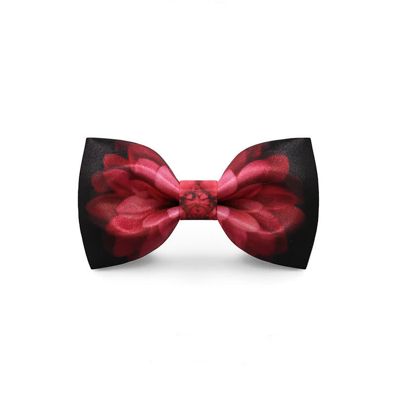 Men's Red Flower Printed Wedding Bow Tie