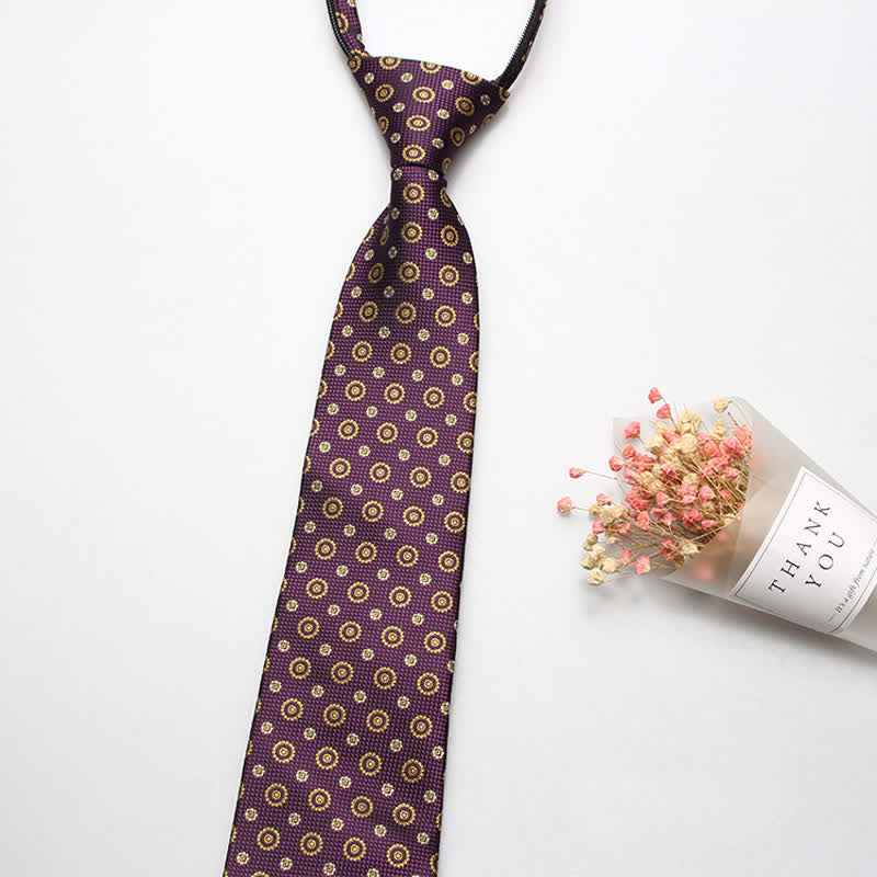 Men's Retro Floral Zipper Tie Motifs Necktie