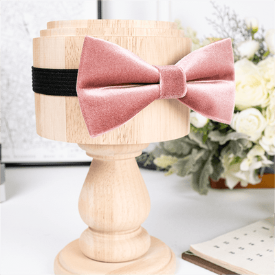 Men's Dusty Pink Solid Color Velvet Bow Tie