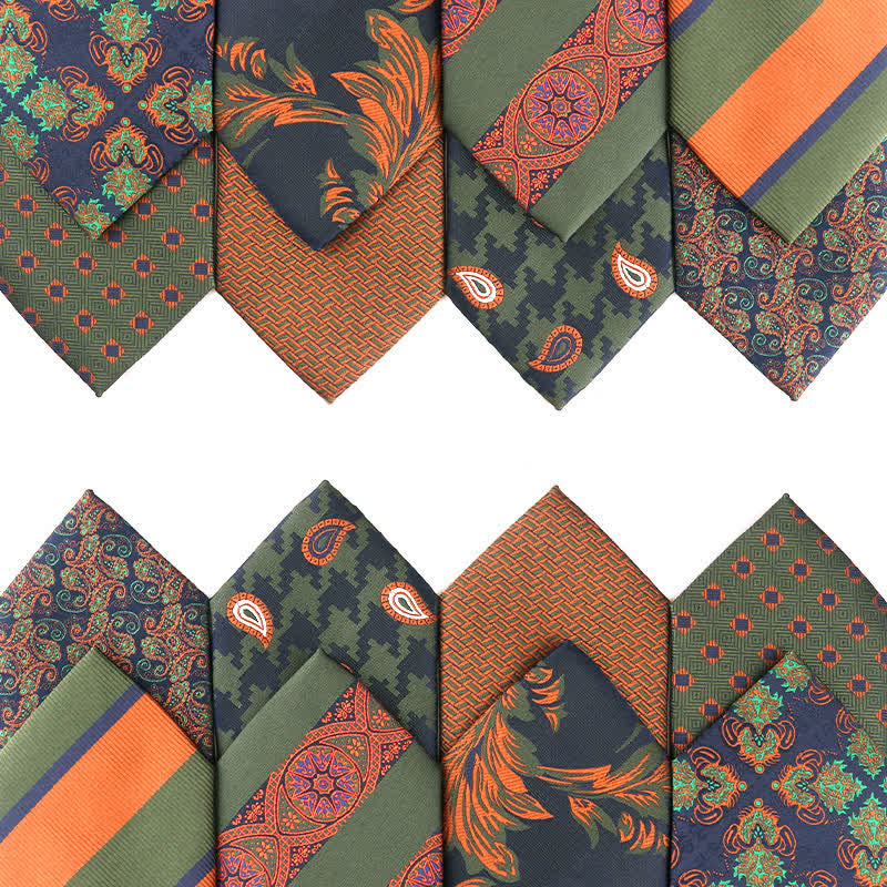 Men's Forest Green Orange Series Necktie