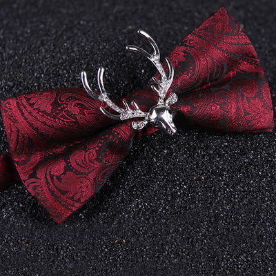 Men's Paisley Christmas Elk Head Decor Bow Tie