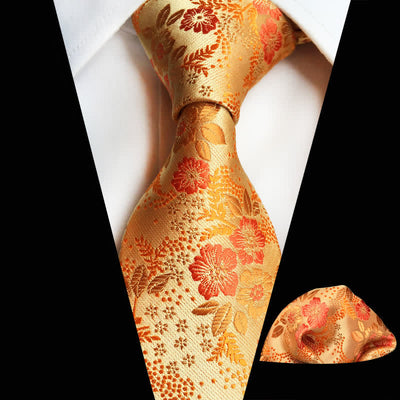 2Pcs Men's Plum Blossoms Floral Necktie Set