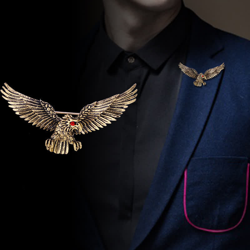 Men's Retro Soaring Bald Hawk Brooch