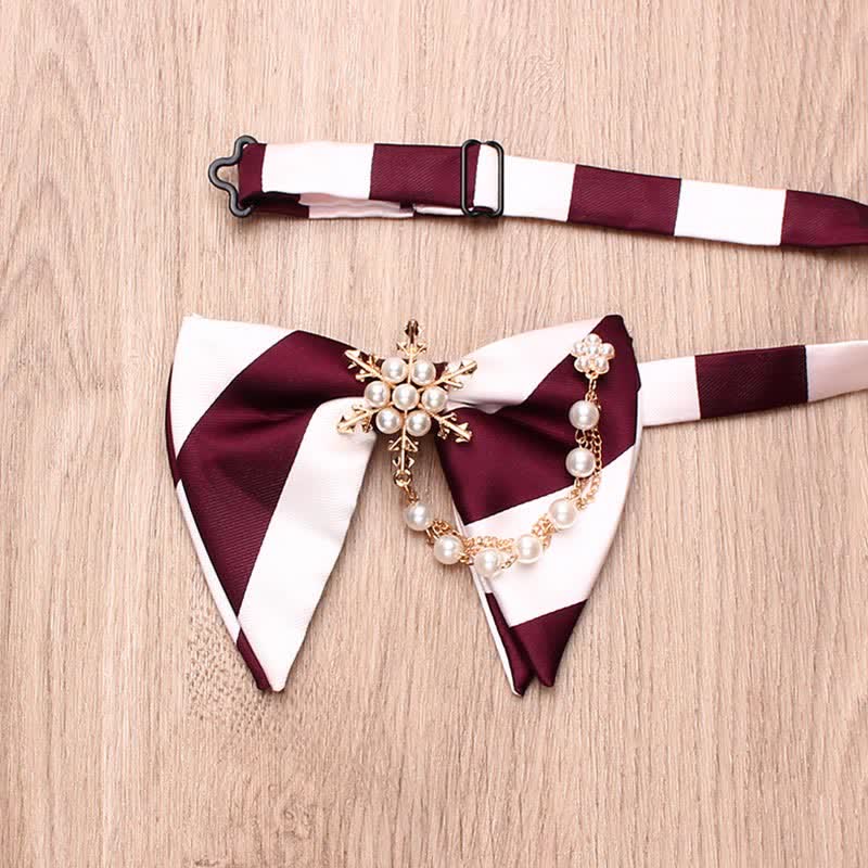 Men's Pearl Striped Oversized Pointed Bow Tie