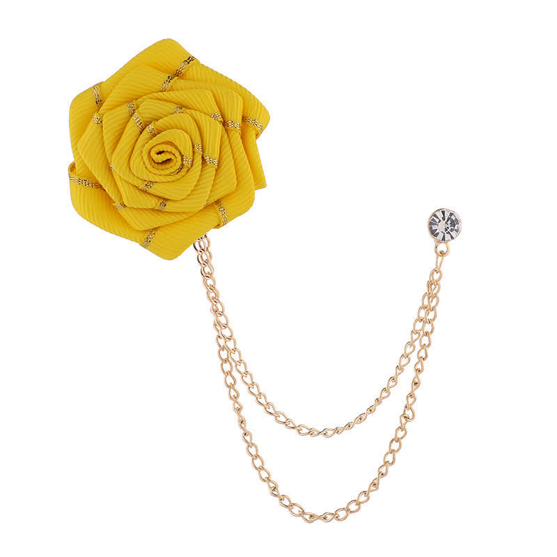 Men's Charming Floral Rose Chain Brooch