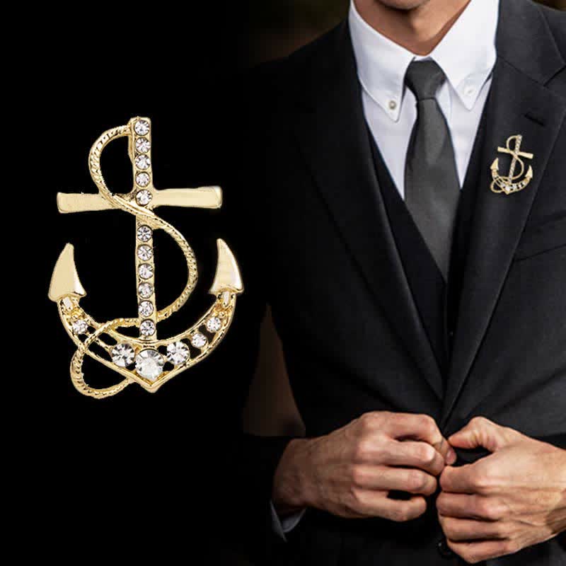 Men's Sea Boat Anchor Brooch