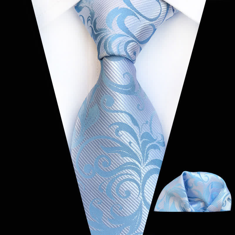 2Pcs Men's Plant Swirl Floral Necktie Set