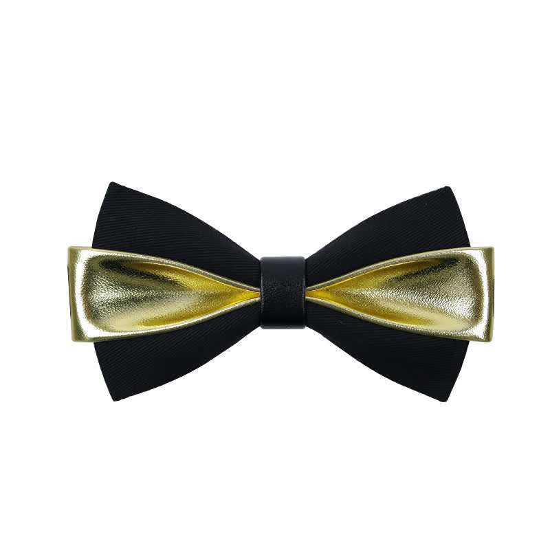 Men's Double Color PU Leather Bow Tie