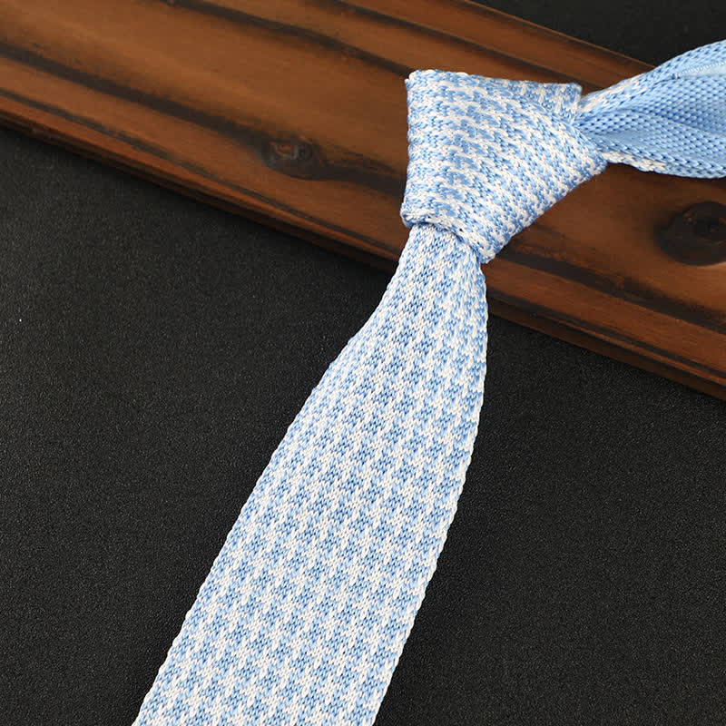 Men's Houndstooth Plaid Knitted Necktie