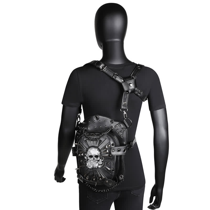 Convertible Skull Design Shoulder Waist Leg Bag