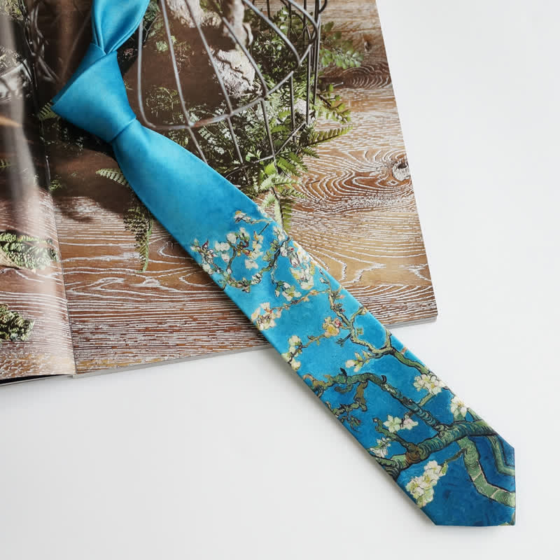 Men's Almond Blossom Tree Art Necktie