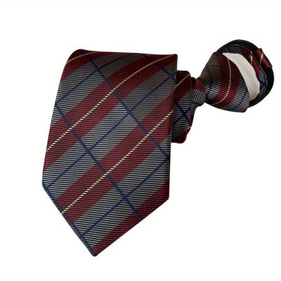 Men's Plaid Zipper Tie Argyle Necktie